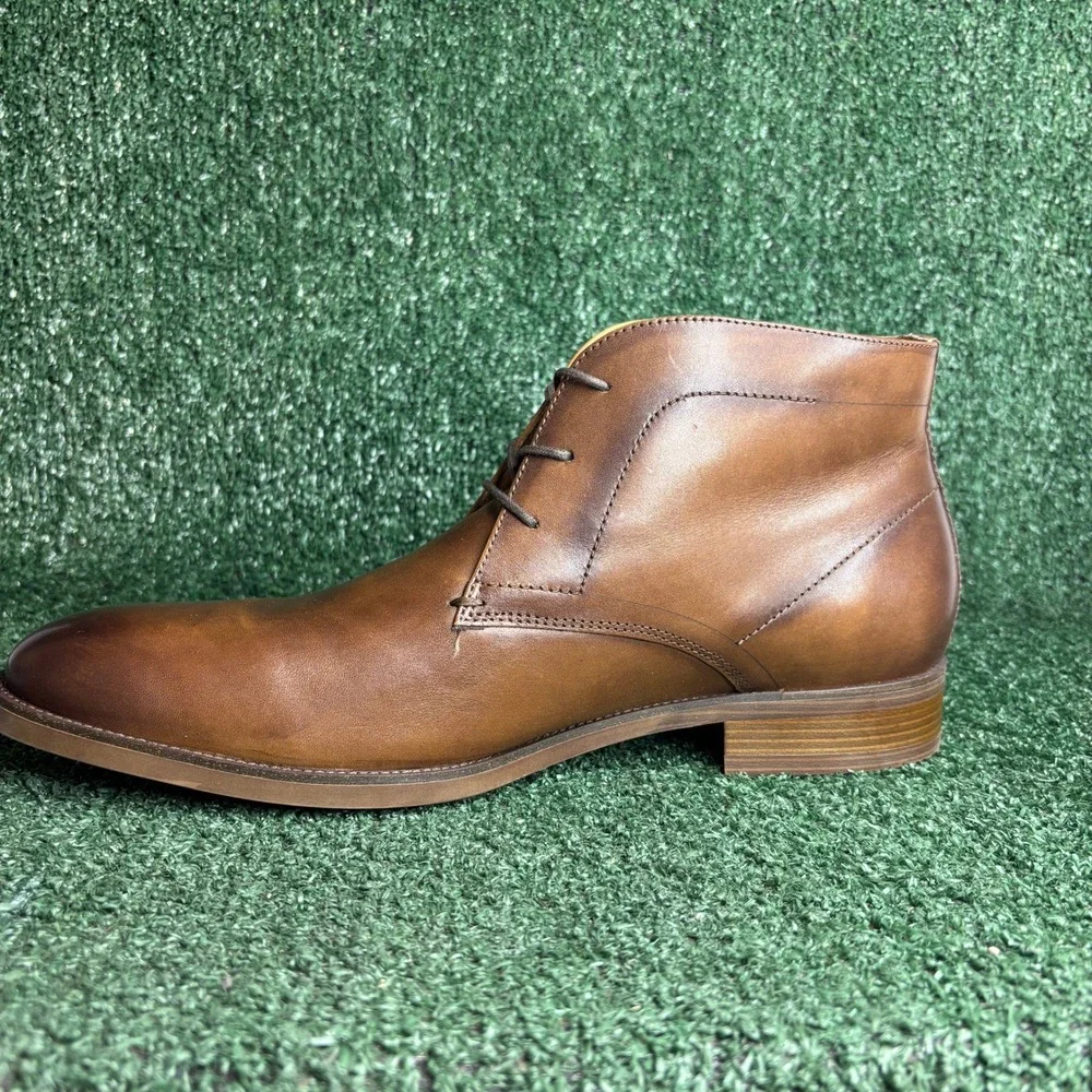 NEW Steve Madden Molcalm Leather Lace Up Dress Chukka Ankle Boots Brown Mens 13M